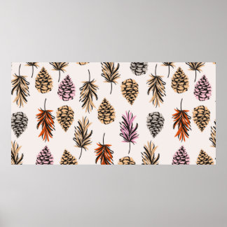 Schöne Vintage Nahtlose Herbstelemente Poster