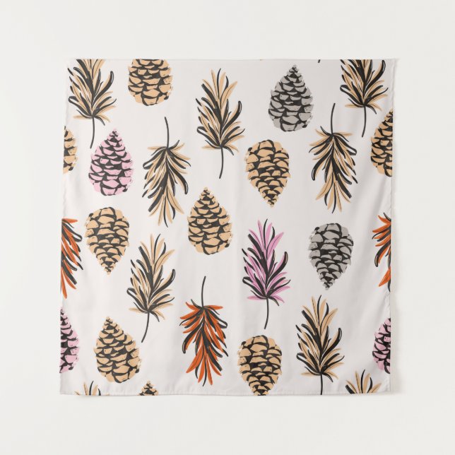 Schöne Vintage Nahtlose Herbstelemente Wandteppich (Vorderseite)