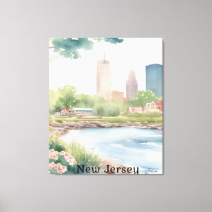 Schöne Vintage New Jersey Wasserfarben Kunst, Dich Leinwanddruck