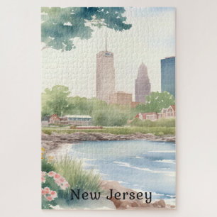 Schöne Vintage New Jersey Wasserfarben Kunst, Dich Puzzle