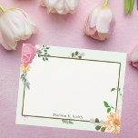 Schöne Vintage, Personalisierte Blumenwirtschaft Mitteilungskarte<br><div class="desc">Hübsche rosa und orangefarbene Blume mit grünen Weinreben schmücken diese wunderschöne Vintage Blumenkarte. Das Personal war sehr freundlich und zuvorkommend. Das Zimmer war sauber,  das Bad war sauber und das Bad war sehr sauber. Das Personal war freundlich und hilfsbereit.</div>