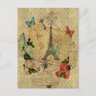 Schöne Vintage-Postkarten-Collage Eiffelturm Postkarte