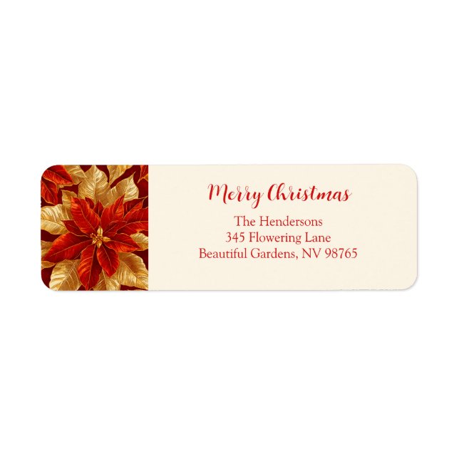 Schöne Vintage Red Gold Poinsettias Weihnachten (Vorne)