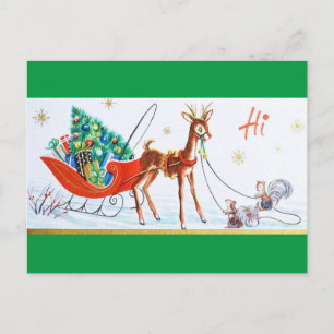 Schöne Vintage Rentier aus dem Mittelalter Postkarte