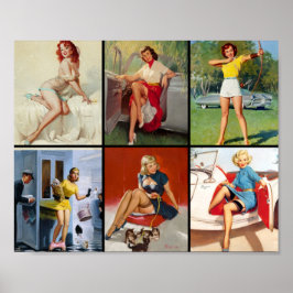 Schöne Vintage Retro Button Up Girl Mouse Pad Poster