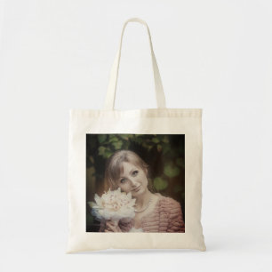 Schöne Vintage-Retro-Effekt Gilr mit Blumenstrauß  Tragetasche