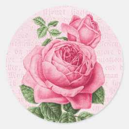 Schöne Vintage Rosa Rosa Runder Aufkleber