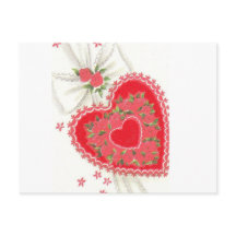 Schöne Vintage rosa Rose & Spitzen Postkarte