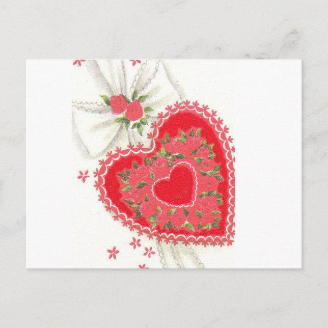 Schöne Vintage rosa Rose & Spitzen Postkarte (Vorderseite)