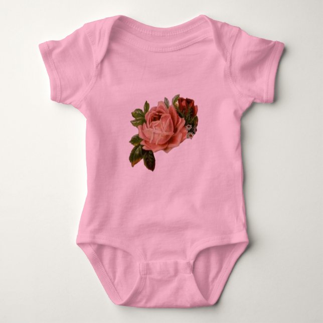 Schöne Vintage Rose Baby Strampler (Vorderseite)