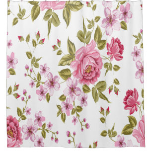 Schöne Vintage Rose Blume Muster Duschvorhang