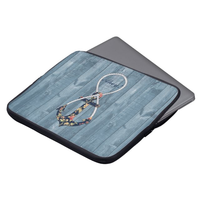 Schöne Vintage Rose Blumenanker Unendlichkeit Laptopschutzhülle (Vorne Oben)