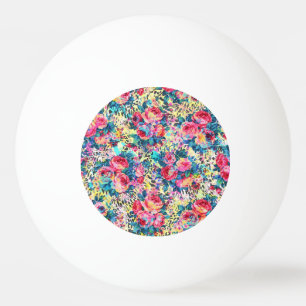 Schöne Vintage Rose Blumenbeete Wasserfarben Leopa Tischtennisball