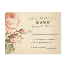 schöne Vintage Rose Hochzeit rsvp Postkarten