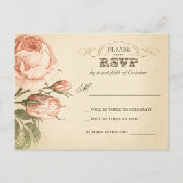 schöne Vintage Rose Hochzeit rsvp Postkarten
