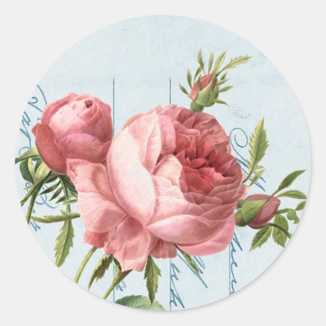 Schöne Vintage Rose Runder Aufkleber (Vorderseite)
