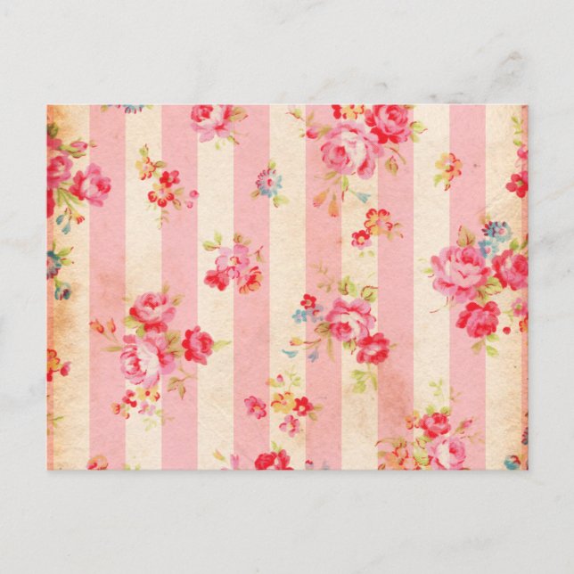 Schöne Vintage Rose und andere Blume Postkarte (Vorderseite)