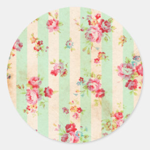 Schöne Vintage Rosen und andere Blumen Runder Aufkleber