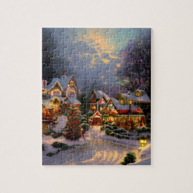 Schöne Vintage Stadt feiert Weihnachten Puzzle (Vertikal)