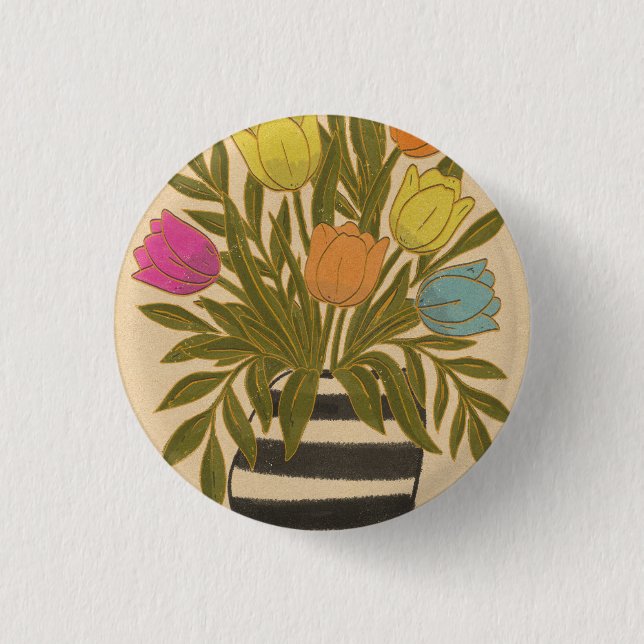 Schöne Vintage-Tulpen Button (Vorderseite)