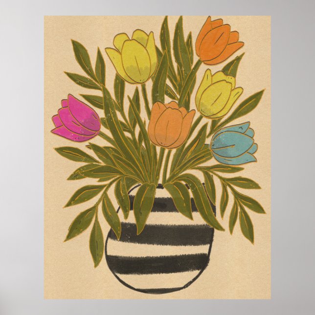 Schöne Vintage-Tulpen Poster (Vorne)
