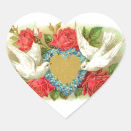 Schöne Vintage Valentinaltöfen und Rose Herz-Aufkleber