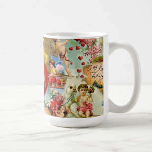 Schöne Vintage Valentine-Liebe-Engel-Collage Tasse