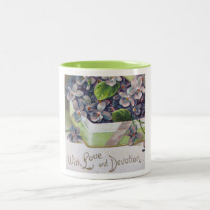 Schöne Vintage-Valentinsrose-Bouquet Zweifarbige Tasse