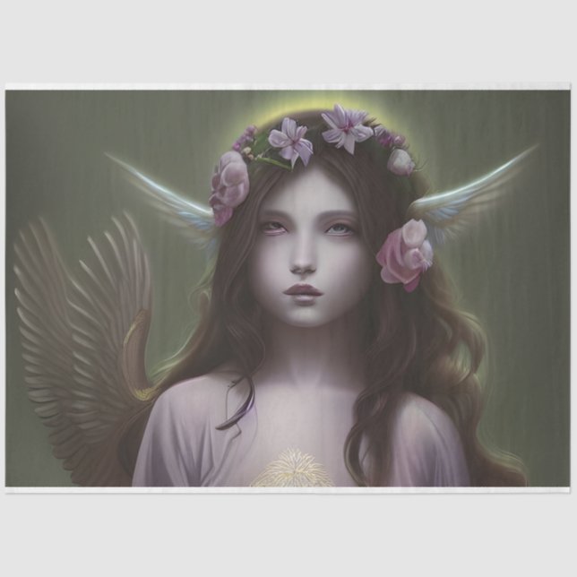 Schöne Vintage Viktorianische Blumengel Dekoupage Seidenpapier (Vorderseite)