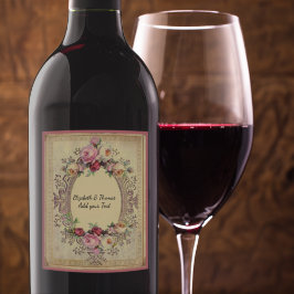Schöne Vintage Viktorianische Rahmen Rosen Wein Weinetikett