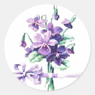 Schöne Vintage Viktorianische Violet Bouquet Runder Aufkleber