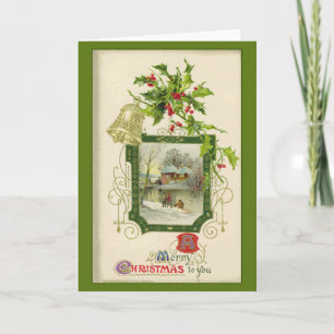 Schöne Vintage Viktorianische Weihnachtskarte Feiertagskarte