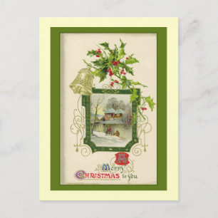 Schöne Vintage Viktorianische Weihnachtskarte Feiertagspostkarte
