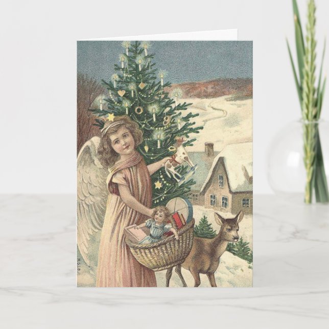 Schöne Vintage-Weihnachtskarte Feiertagskarte (Vorderseite)