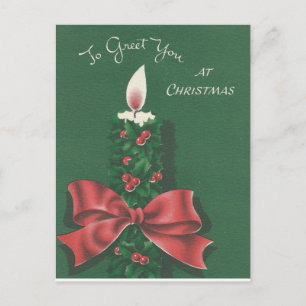 Schöne vintage Weihnachtskerze Feiertagspostkarte