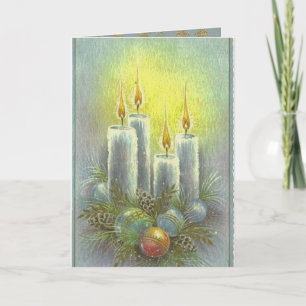 Schöne Vintage-Weihnachtskerzen-Ornamente Karte