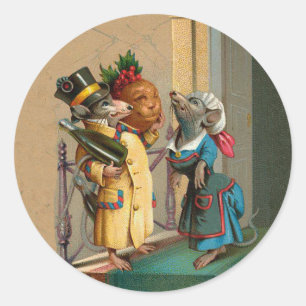 Schöne Vintage Weihnachtsmäuse Maus groß Runder Aufkleber