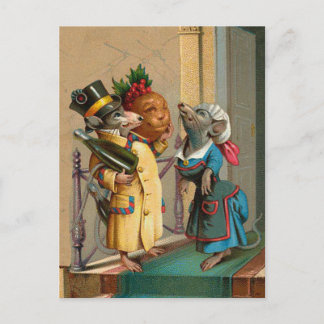 Schöne Vintage Weihnachtsmäuse Maus Postkarte