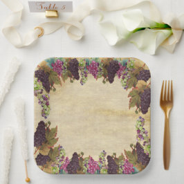 Schöne Vintage Weinberge Rustikal Pappteller