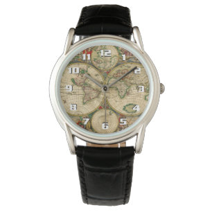 Schöne Vintage Weltkarte Armbanduhr