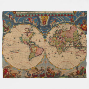 Schöne Vintage Weltkarte Fleecedecke