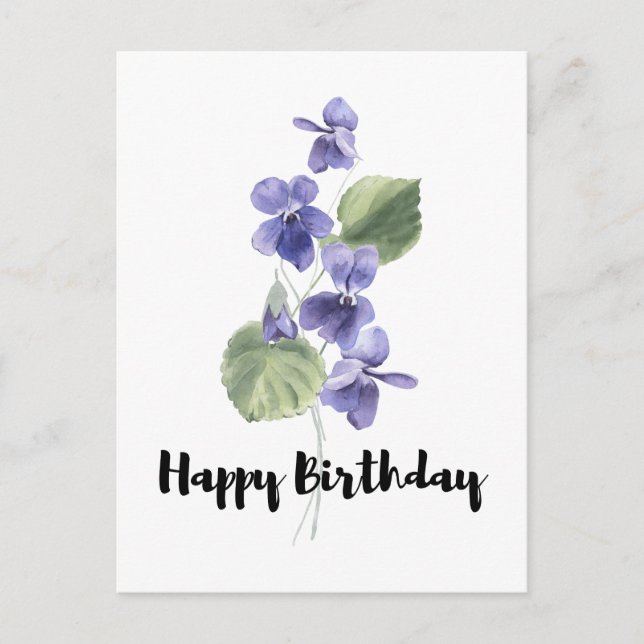 Schöne violet Bouquet Happy Birthday Postkarte (Vorderseite)
