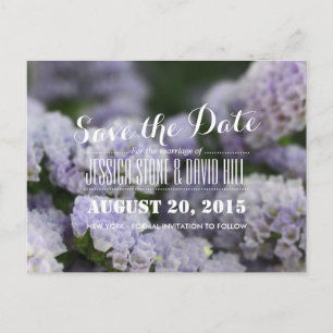Schöne Violett-Blume Hochzeit speichern das Datum Ankündigungspostkarte