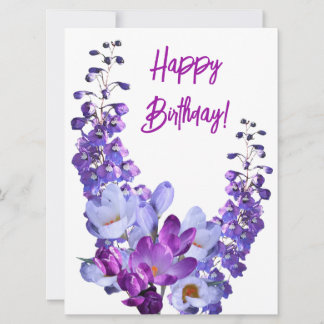Schöne violette Blumen bunt blumengeschmückt Gebur Feiertagskarte