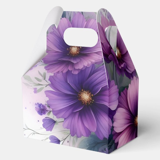 Schöne violette Blumen Geschenkschachtel (Rückseite)