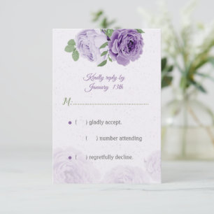 schöne violette Blumen grüne Blätter botanische RS RSVP Karte