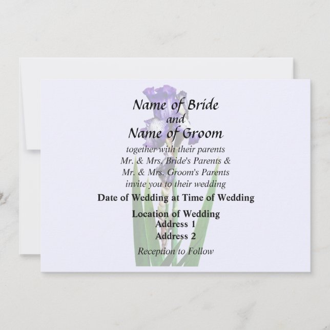 Schöne violette Iris Einladung (Vorderseite)