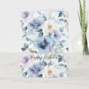 Schöne violette Lavendel weiße Blumen Geburtstag Karte