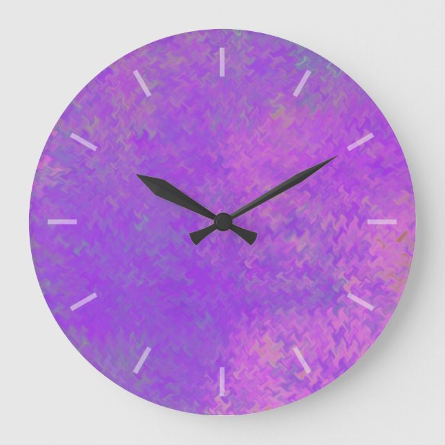 Schöne, violette, marmorierte Papierdesignuhr Große Wanduhr (Vorderseite)