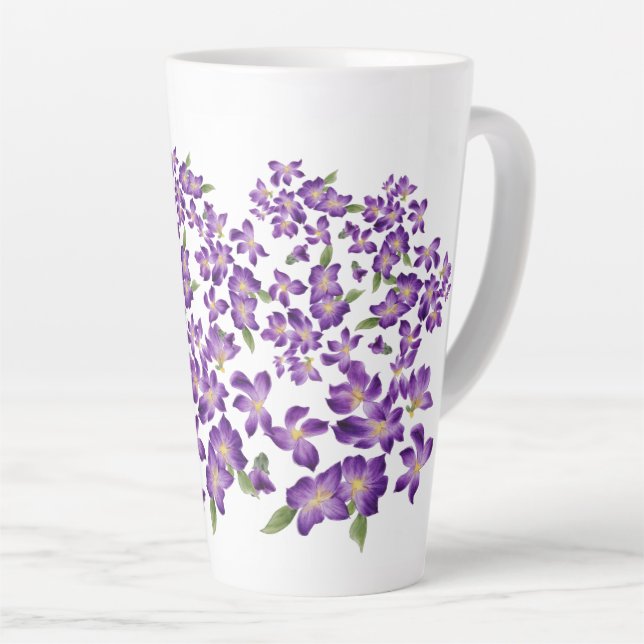 Schöne Violetten Lila Vintage Latte-Tasse Milchtasse (Rechte Ecke)